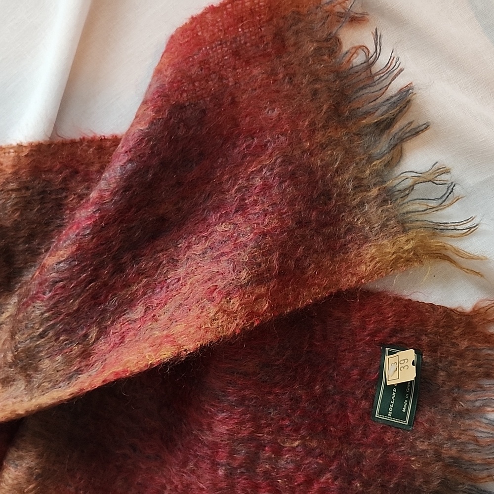 Holland & Holland New Long Pink, Grey, Orange Mohair Wool Scarf, OS $75 - Picture 7 of 11